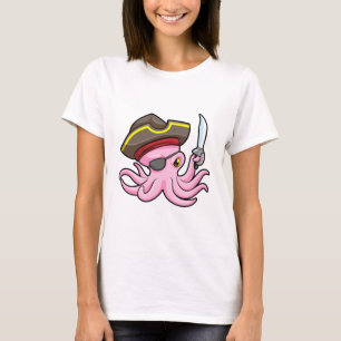 Octopus as Pirate with Saber & Eye patch T-Shirt