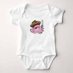 Octopus as Pirate with Sabre & Eye patch Baby Bodysuit