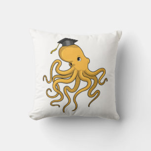 Octopus as Student with Diploma Cushion
