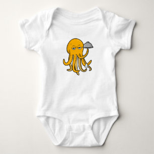 Octopus as Waiter with Serving towel Baby Bodysuit