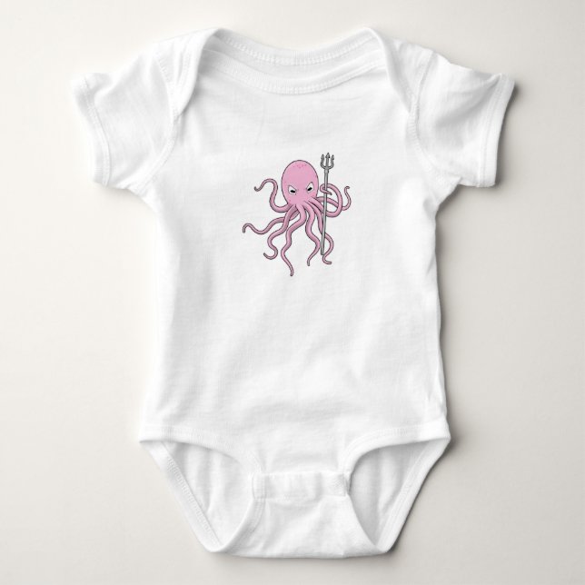 Octopus as Wizard with Trident Baby Bodysuit (Front)