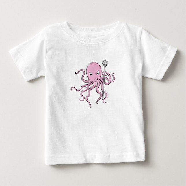 Octopus as Wizard with Trident Baby T-Shirt (Front)