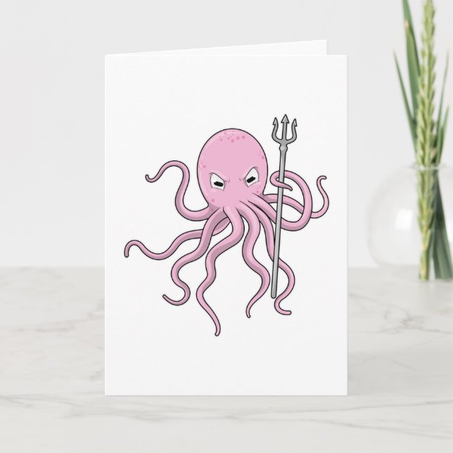 Octopus as Wizard with Trident Card (Front)