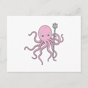 Octopus as Wizard with Trident Postcard