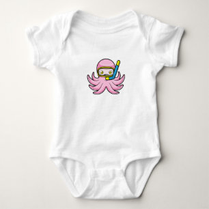 Octopus at Diving with Snorkel & Swimming goggles Baby Bodysuit