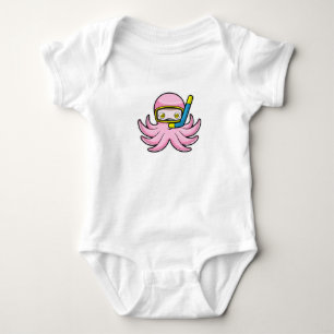 Octopus at Diving with Snorkel & Swimming goggles Baby Bodysuit
