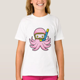 Octopus at Diving with Snorkel & Swimming goggles T-Shirt