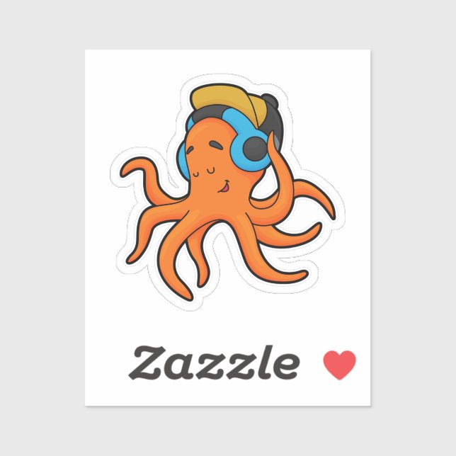 Octopus at Music with Headphone (Sheet)