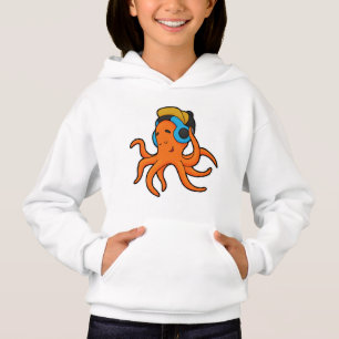 Octopus at Music with Headphone
