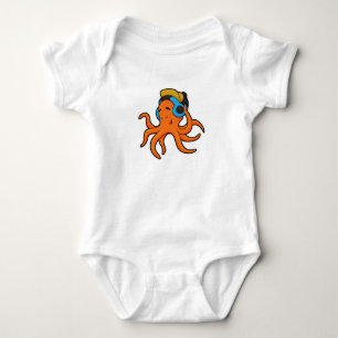 Octopus at Music with Headphone Baby Bodysuit