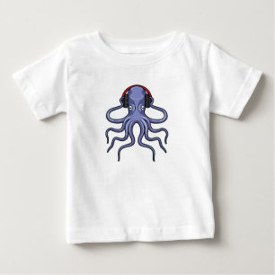 Octopus at Music with Headphone Baby T-Shirt