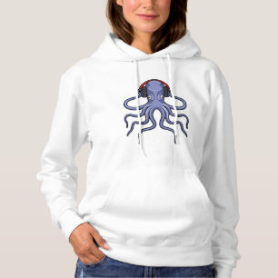 Octopus at Music with Headphone Hoodie