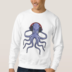 Octopus at Music with Headphone Sweatshirt