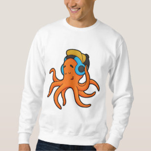 Octopus at Music with Headphone Sweatshirt