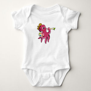 Octopus at Painting with Brush & Colour Baby Bodysuit