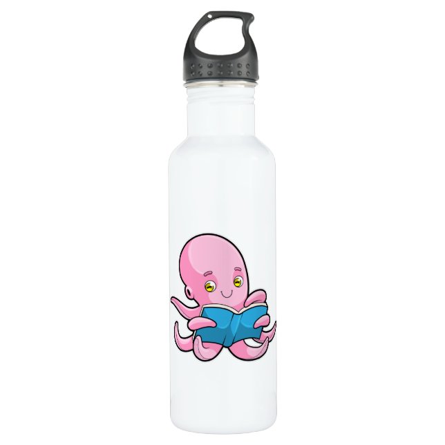 Octopus at Reading a Book 710 Ml Water Bottle (Front)