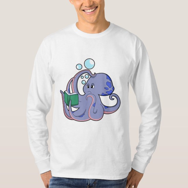 Octopus at Reading with Book T-Shirt (Front)