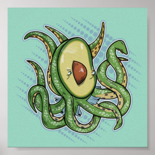 Octopus Avocado Poster