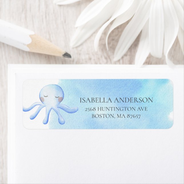 Octopus Baby Shower Address Label (Insitu)