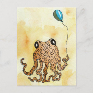 Octopus & Balloon Postcard