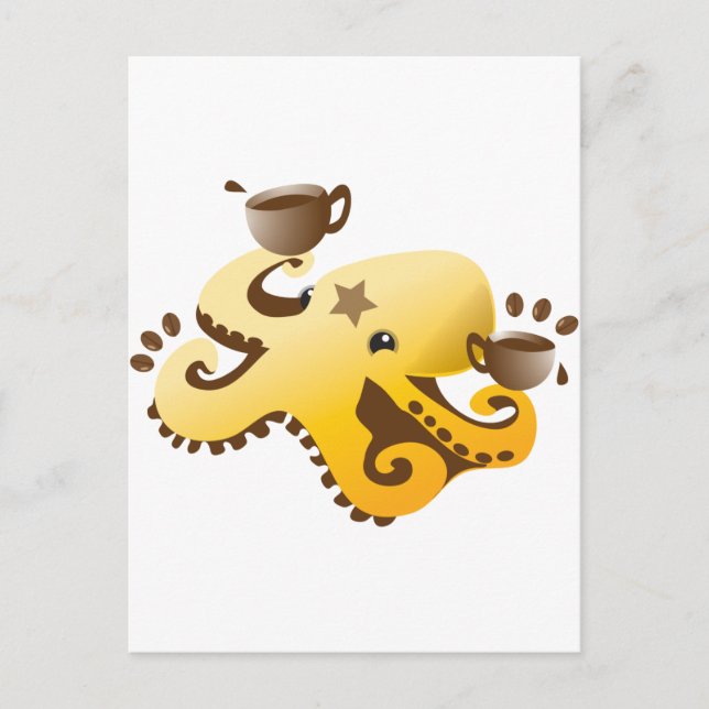 Octopus Barista Postcard (Front)