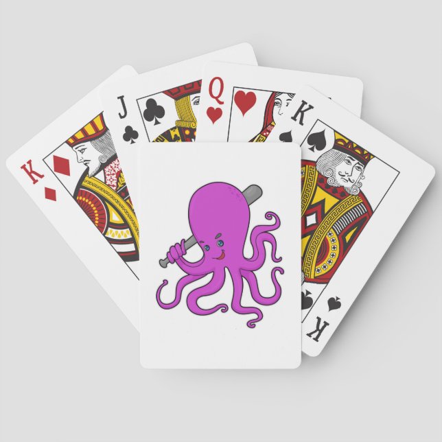 Octopus Baseball Baseball bat Playing Cards (Back)