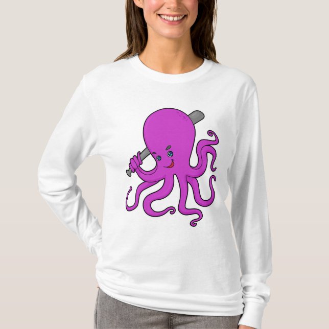 Octopus Baseball Baseball bat T-Shirt (Front)
