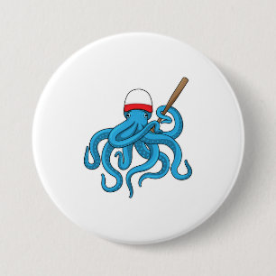 Octopus Baseball bat Baseball 7.5 Cm Round Badge