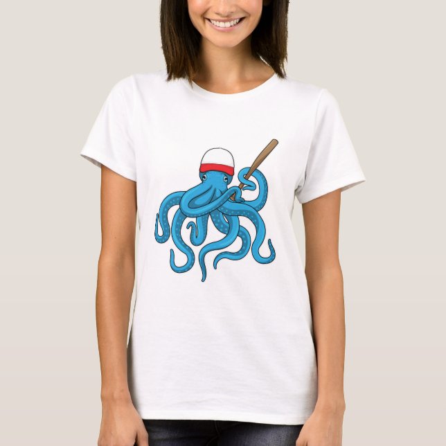 Octopus Baseball bat Baseball T-Shirt (Front)