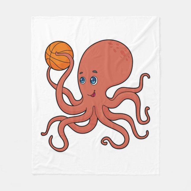 Octopus Basketball player Basketball Fleece Blanket (Front)