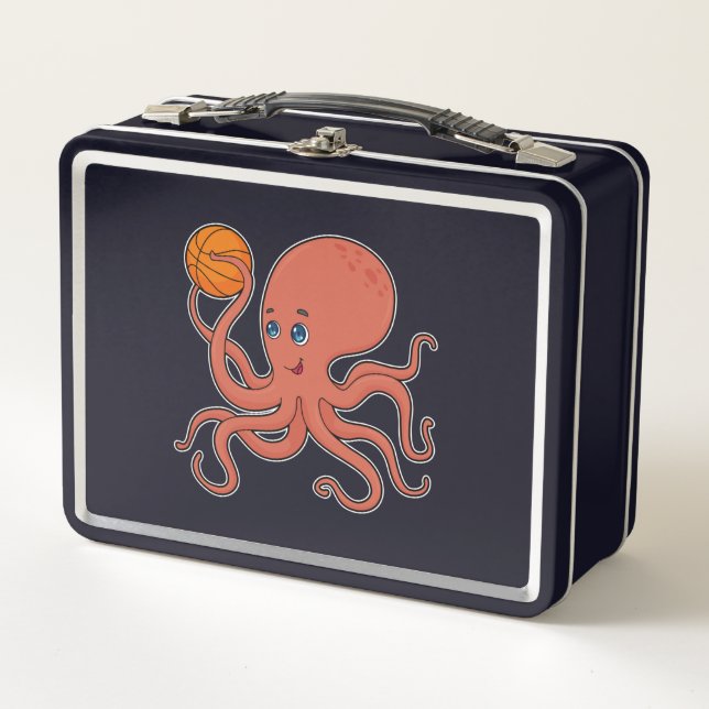 Octopus Basketball player Basketball Metal Lunch Box (Front)