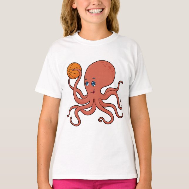 Octopus Basketball player Basketball T-Shirt (Front)