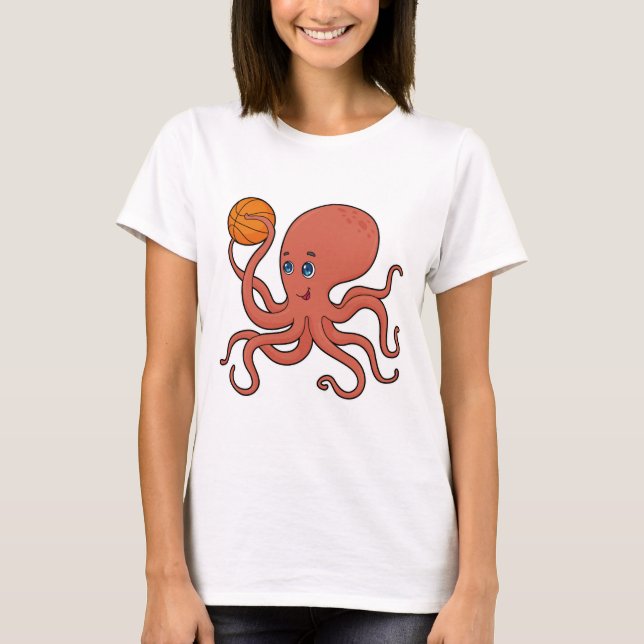 Octopus Basketball player Basketball T-Shirt (Front)