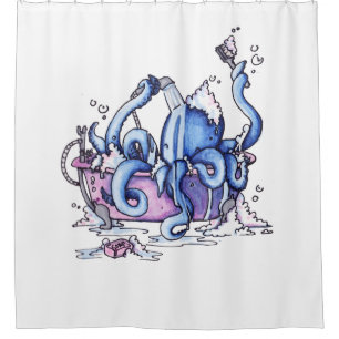 Octopus bath shower curtain