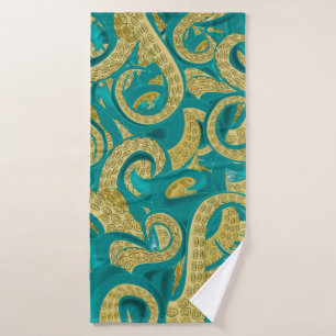 Octopus Bath Towel Set Golden Tentacles