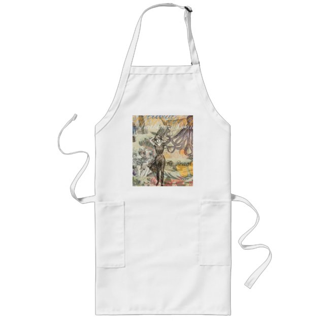 Octopus Beach Antique Coastal Steampunk Long Apron (Front)