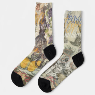 Octopus Beach Antique Coastal Steampunk Socks