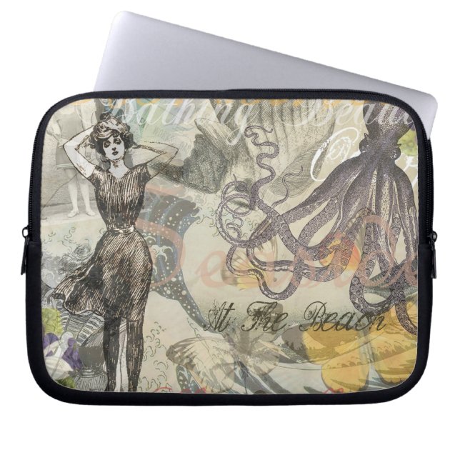 Octopus Beach Vacation Victorian Gothic Fun Laptop Sleeve (Front)