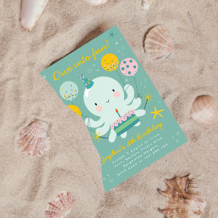 Octopus Birthday Invite, Under the Sea Kids Party Invitation