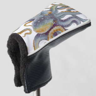 Octopus Blue Pastel Colour Watercolor Art Golf Head Cover