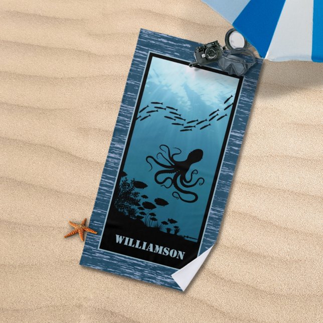 Octopus Blue Sea Reef Beach Towel (Creator Uploaded)