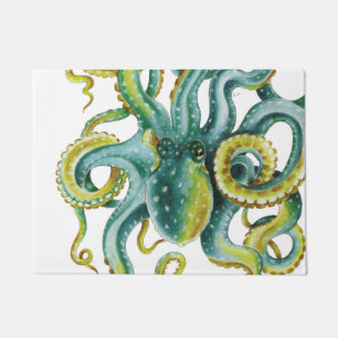 Octopus Blue Watercolor Art Doormat