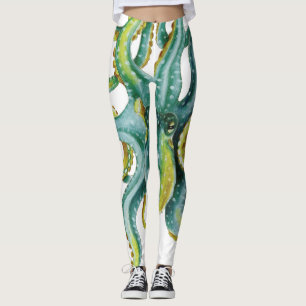 Octopus Blue  Watercolor Art Leggings