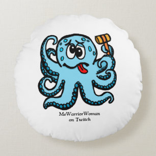 Octopus Bonk, MeWarriorWoman on Twitch Round Cushion