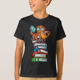 Octopus Book Reading Kraken Library Humour Reader T-Shirt