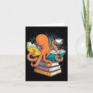 Octopus book reading reader ocean funny  card