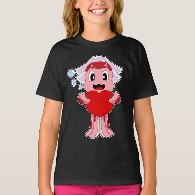 Octopus Bride Heart Wedding T-Shirt (Front)