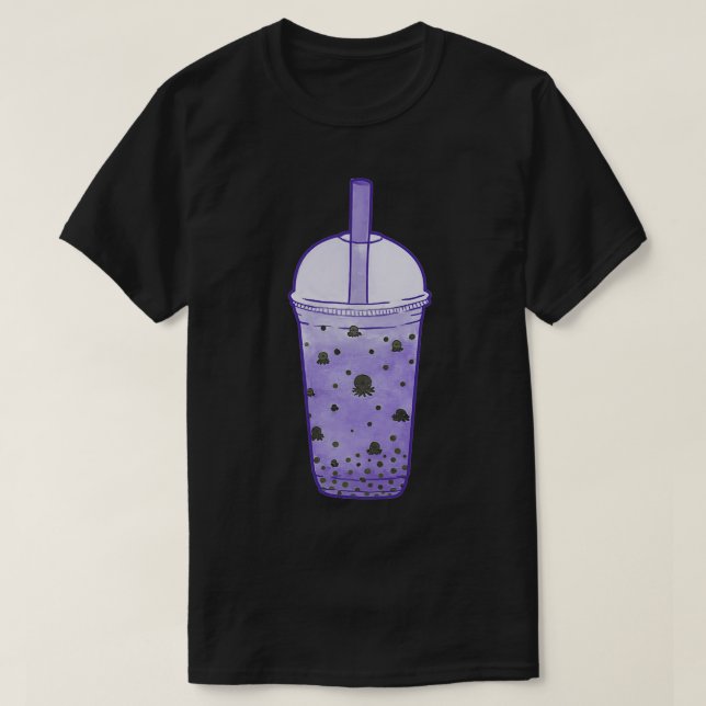 Octopus Bubble Tea Purple T-Shirt (Design Front)