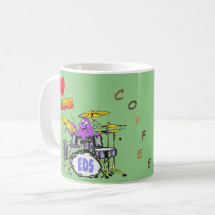 Octopus Cartoon Coffee Lover Green Coffee Mug