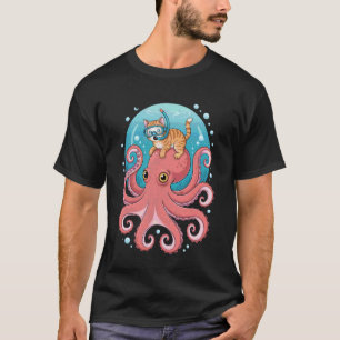 Octopus Cat Diving Diver Marine Biologist Ocean Oc T-Shirt